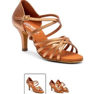 Latin Ballroom Shoes. International Dance Shoes Flavia in Tan Shimmer.